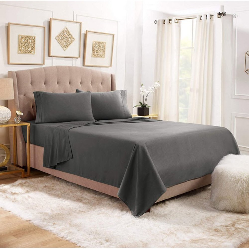 Soft Microfiber Charcoal Gray King 4 piece set